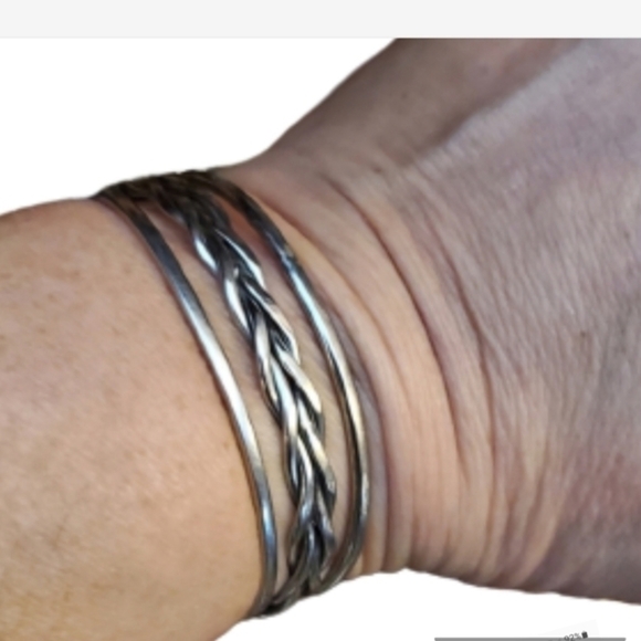 Vintage Braided  sterling silver open cuff - Picture 1 of 8